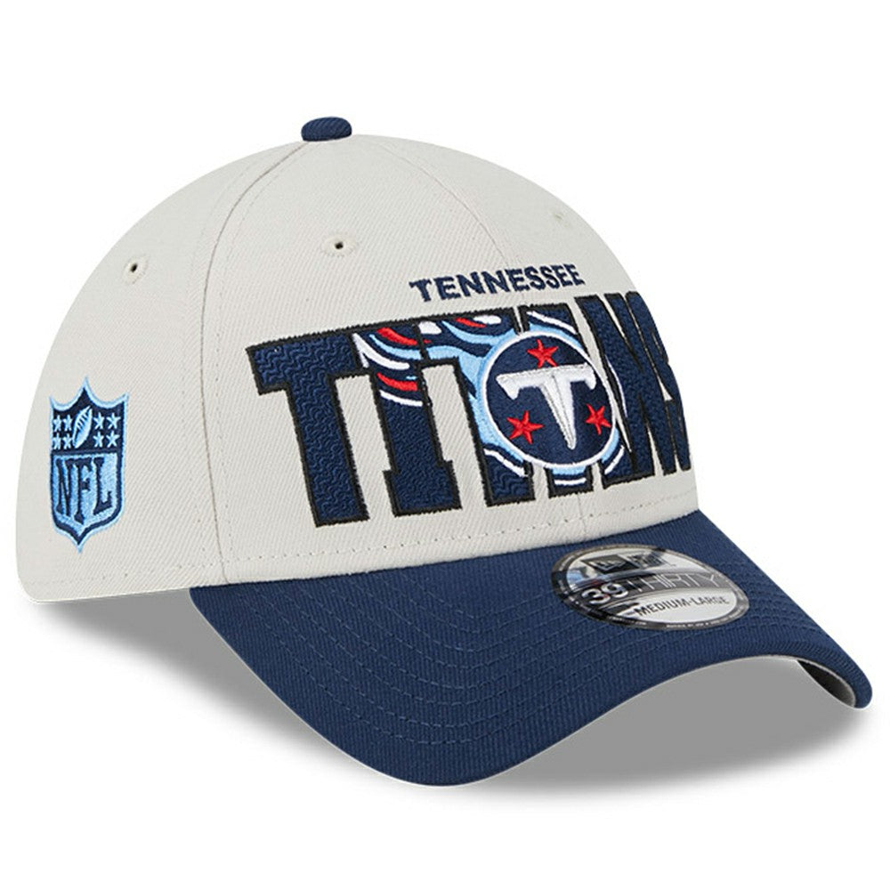 Tennessee Titans New Era 2023 NFL Draft 39THIRTY Flex Hat - Stone/Navy discount
