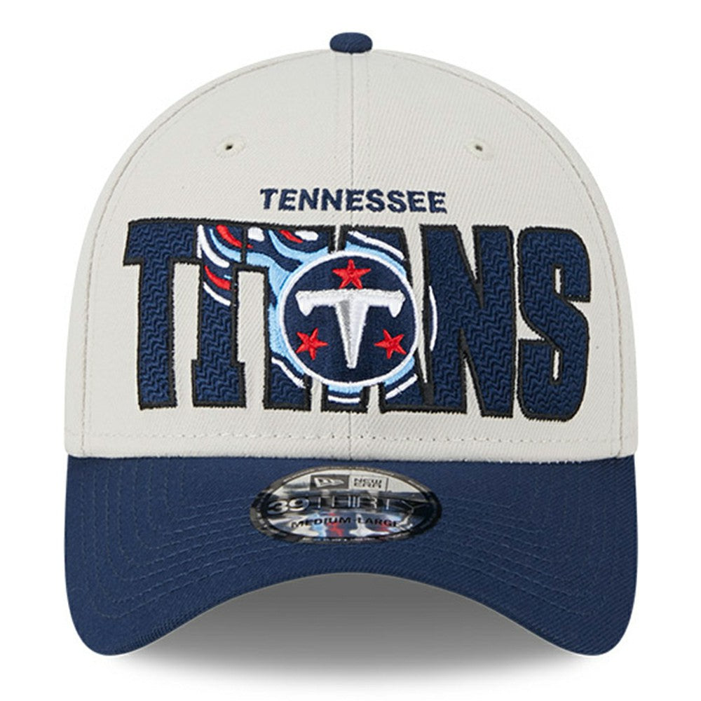 Tennessee Titans New Era 2023 NFL Draft 39THIRTY Flex Hat - Stone/Navy discount
