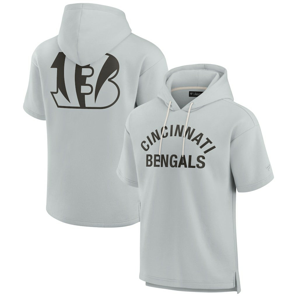 Cincinnati Bengals Unisex Elements Super Soft Fleece Short Sleeve Pullover Hoodie - Gray on sale