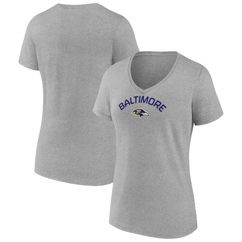 Baltimore Ravens Women's Team Arc V-Neck T-Shirt - Heather Gray sale