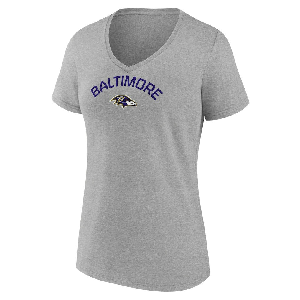 Baltimore Ravens Women's Team Arc V-Neck T-Shirt - Heather Gray sale
