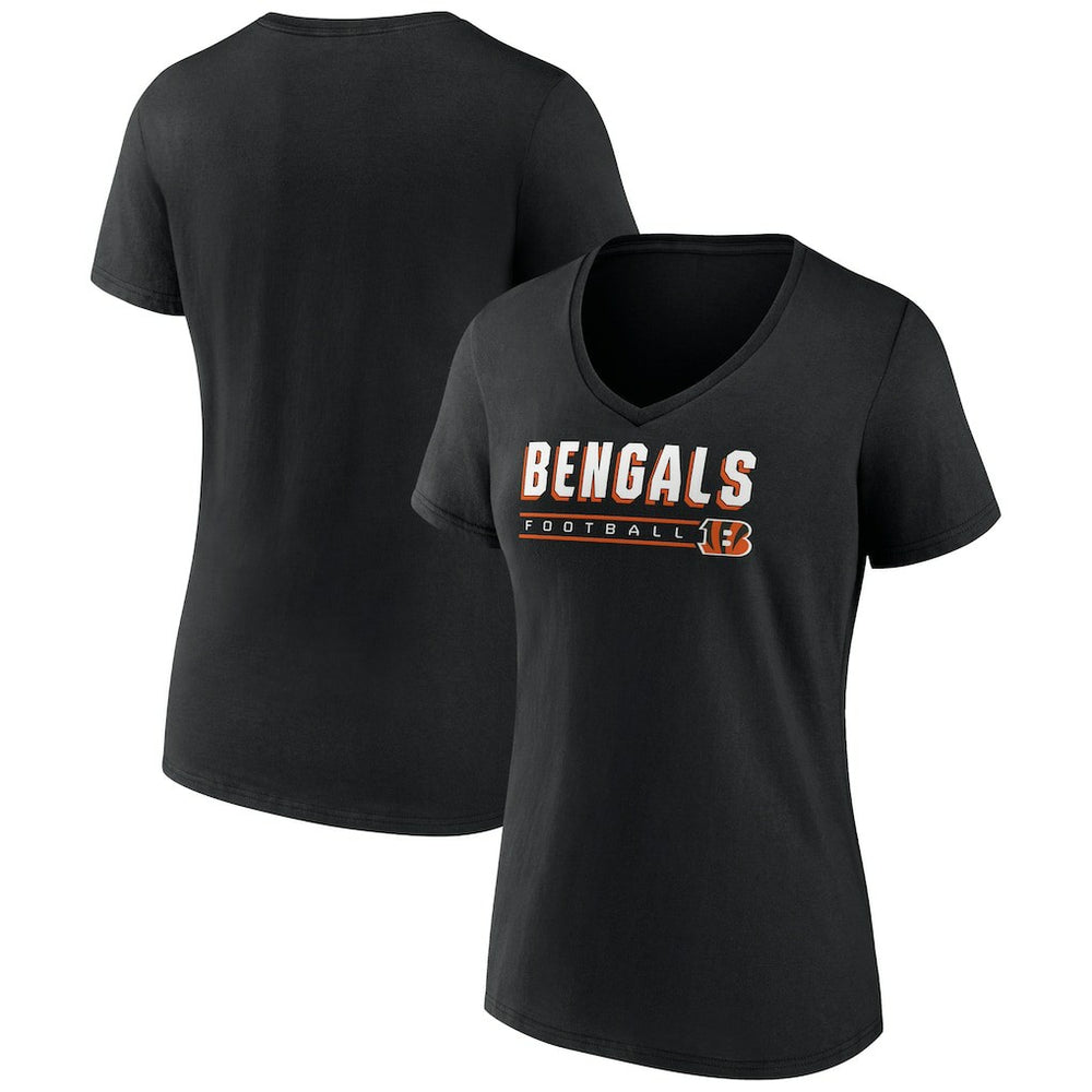 Cincinnati Bengals Women's Primary Play V-Neck T-Shirt - Black on sale