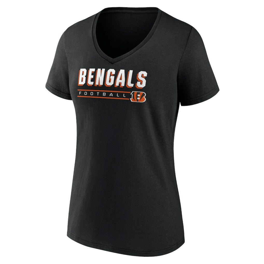 Cincinnati Bengals Women's Primary Play V-Neck T-Shirt - Black on sale