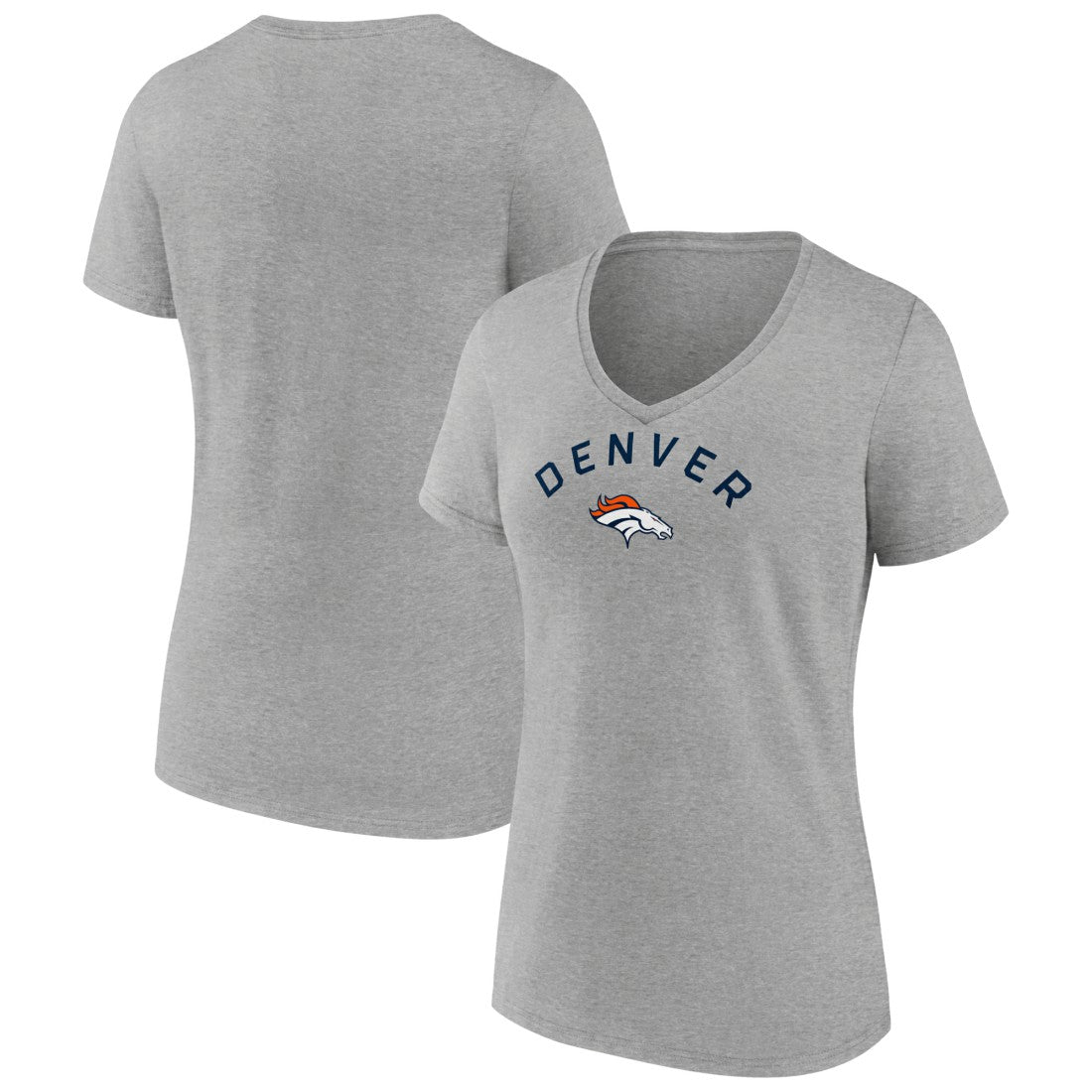 Denver Broncos Women's Team Arc V-Neck T-Shirt - Heather Gray discount