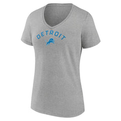 Detroit Lions Women's Team Arc V-Neck T-Shirt - Heather Gray for sale