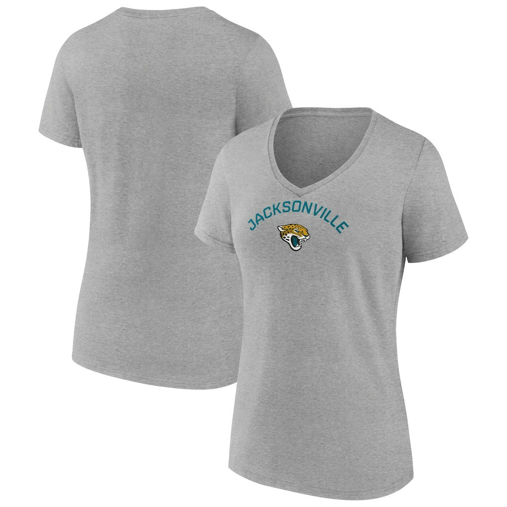 Jacksonville Jaguars Women's Team Arc V-Neck T-Shirt - Heather Gray outlet