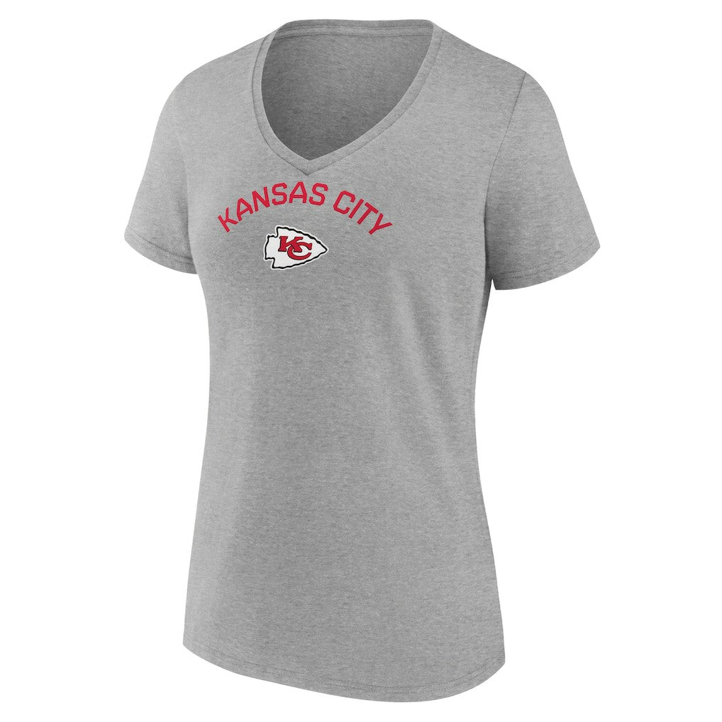 Kansas City Chiefs Women's Team Arc V-Neck T-Shirt - Heather Gray for sale