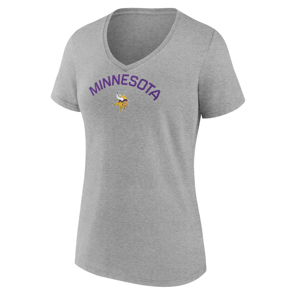 Minnesota Vikings Women's Team Arc V-Neck T-Shirt - Heather Gray sale