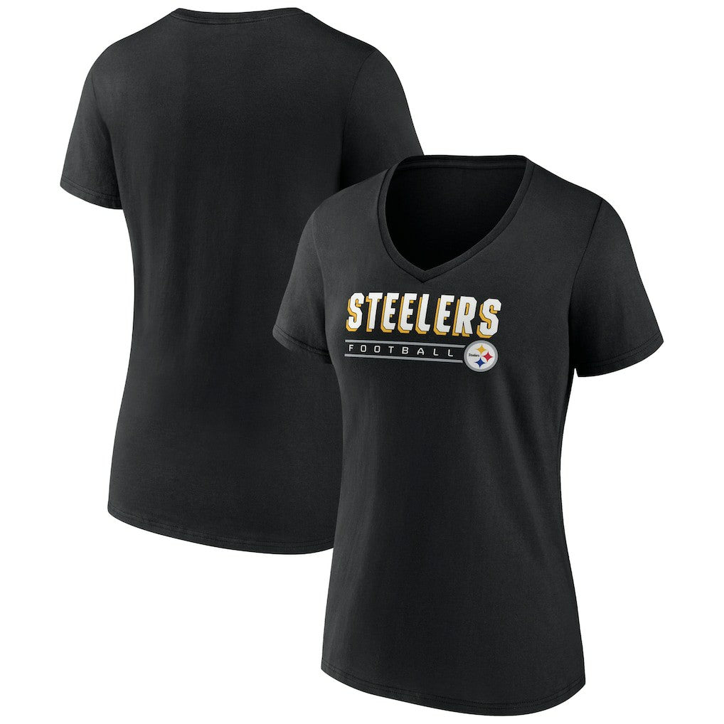 Pittsburgh Steelers Women's Primary Play V-Neck T-Shirt - Black on sale