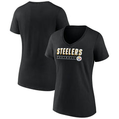Pittsburgh Steelers Women's Primary Play V-Neck T-Shirt - Black on sale
