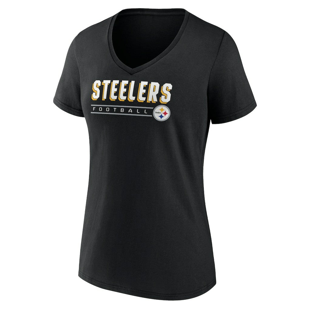 Pittsburgh Steelers Women's Primary Play V-Neck T-Shirt - Black on sale