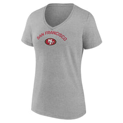 San Francisco 49ers Women's Team Arc V-Neck T-Shirt - Heather Gray cheap