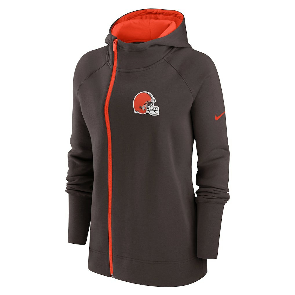 Cleveland Browns Women's Asymmetrical Raglan Full-Zip Hoodie - Brown | Nike sale