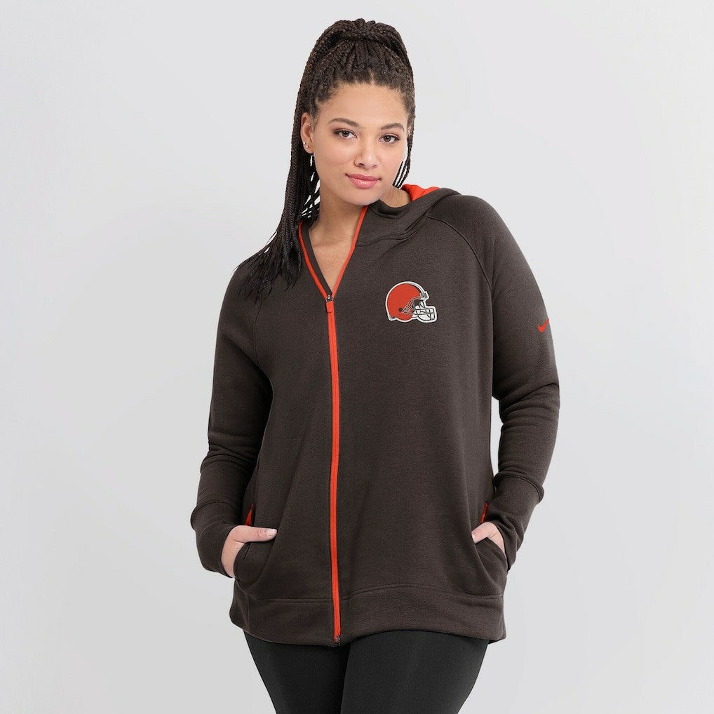 Cleveland Browns Women's Asymmetrical Raglan Full-Zip Hoodie - Brown | Nike sale