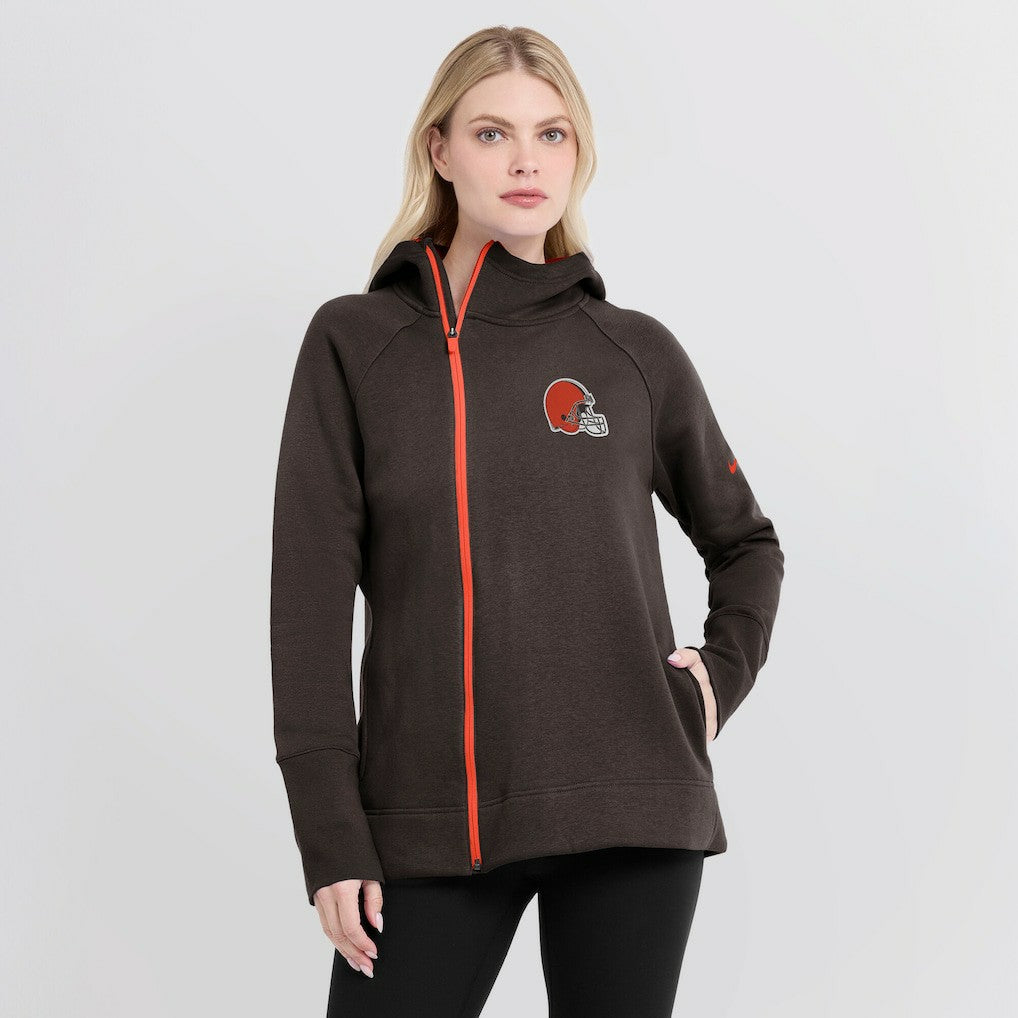 Cleveland Browns Women's Asymmetrical Raglan Full-Zip Hoodie - Brown | Nike sale