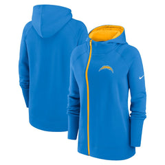 Los Angeles Chargers Women's Asymmetrical Raglan Full-Zip Hoodie - Powder Blue | Nike online