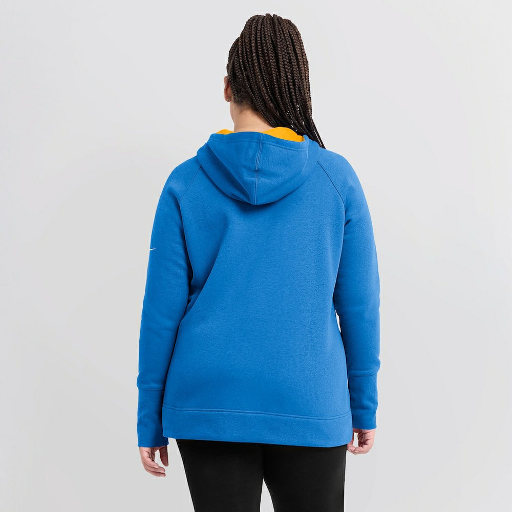 Los Angeles Chargers Women's Asymmetrical Raglan Full-Zip Hoodie - Powder Blue | Nike online