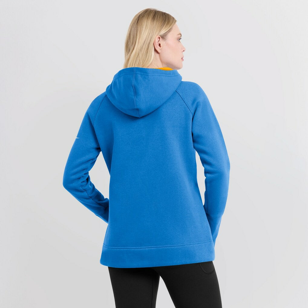 Los Angeles Chargers Women's Asymmetrical Raglan Full-Zip Hoodie - Powder Blue | Nike online