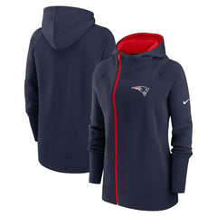 New England Patriots Women's Asymmetrical Raglan Full-Zip Hoodie - Navy | Nike cheap