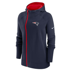 New England Patriots Women's Asymmetrical Raglan Full-Zip Hoodie - Navy | Nike cheap
