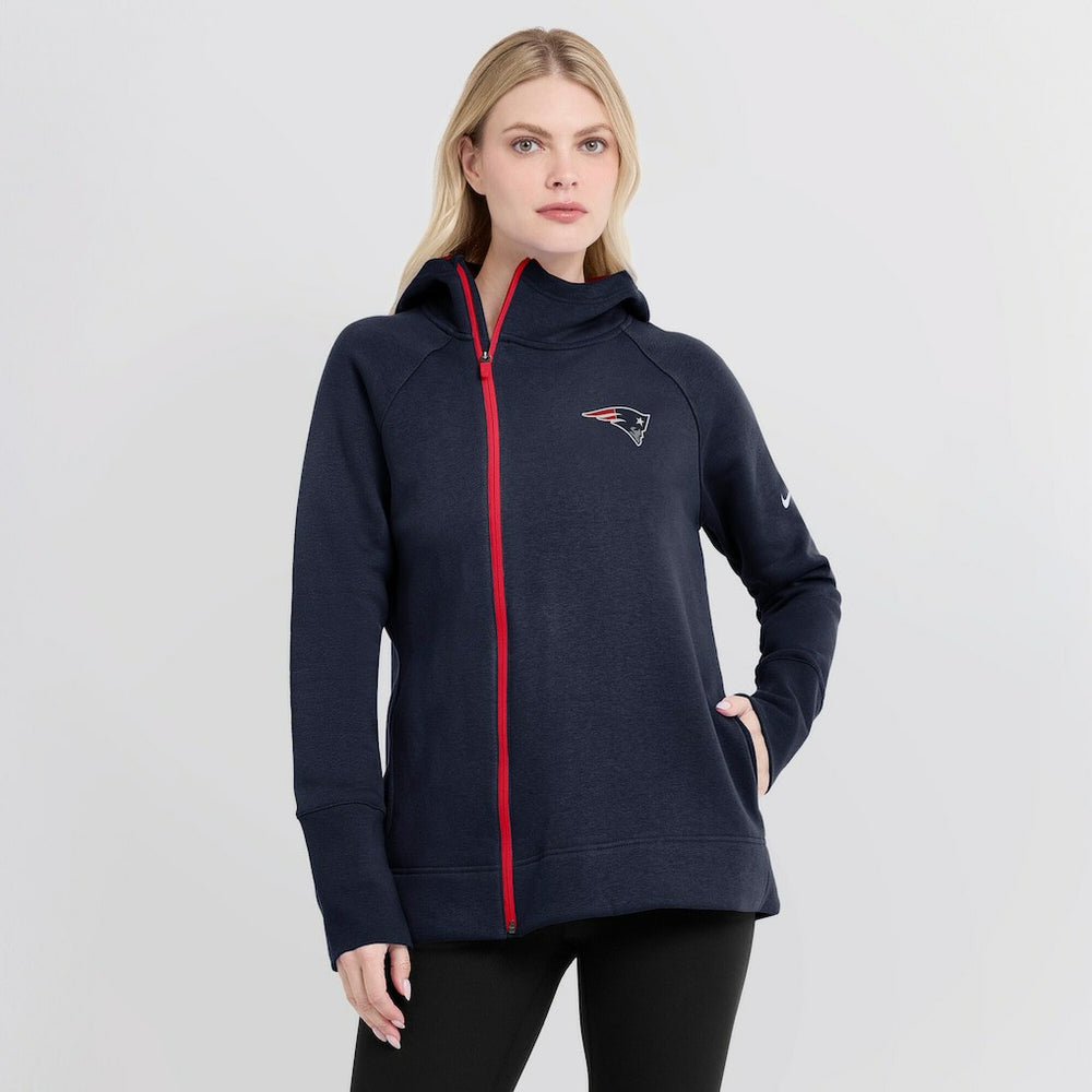 New England Patriots Women's Asymmetrical Raglan Full-Zip Hoodie - Navy | Nike cheap