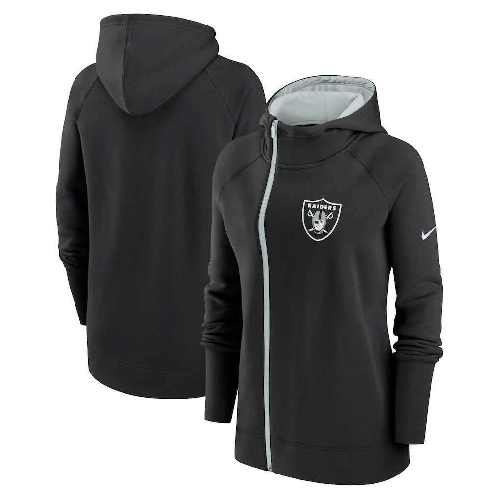 Las Vegas Raiders Women's Asymmetrical Raglan Full-Zip Hoodie - Black | Nike online