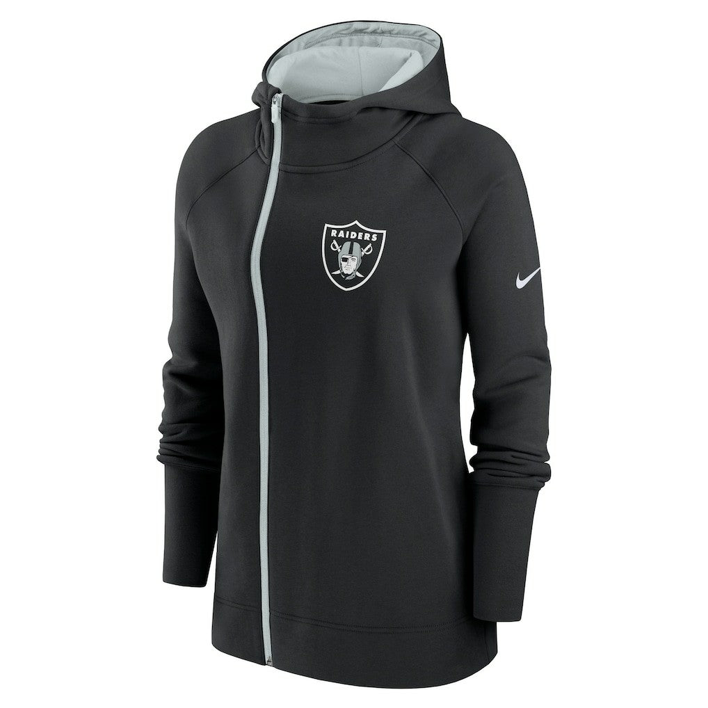 Las Vegas Raiders Women's Asymmetrical Raglan Full-Zip Hoodie - Black | Nike online