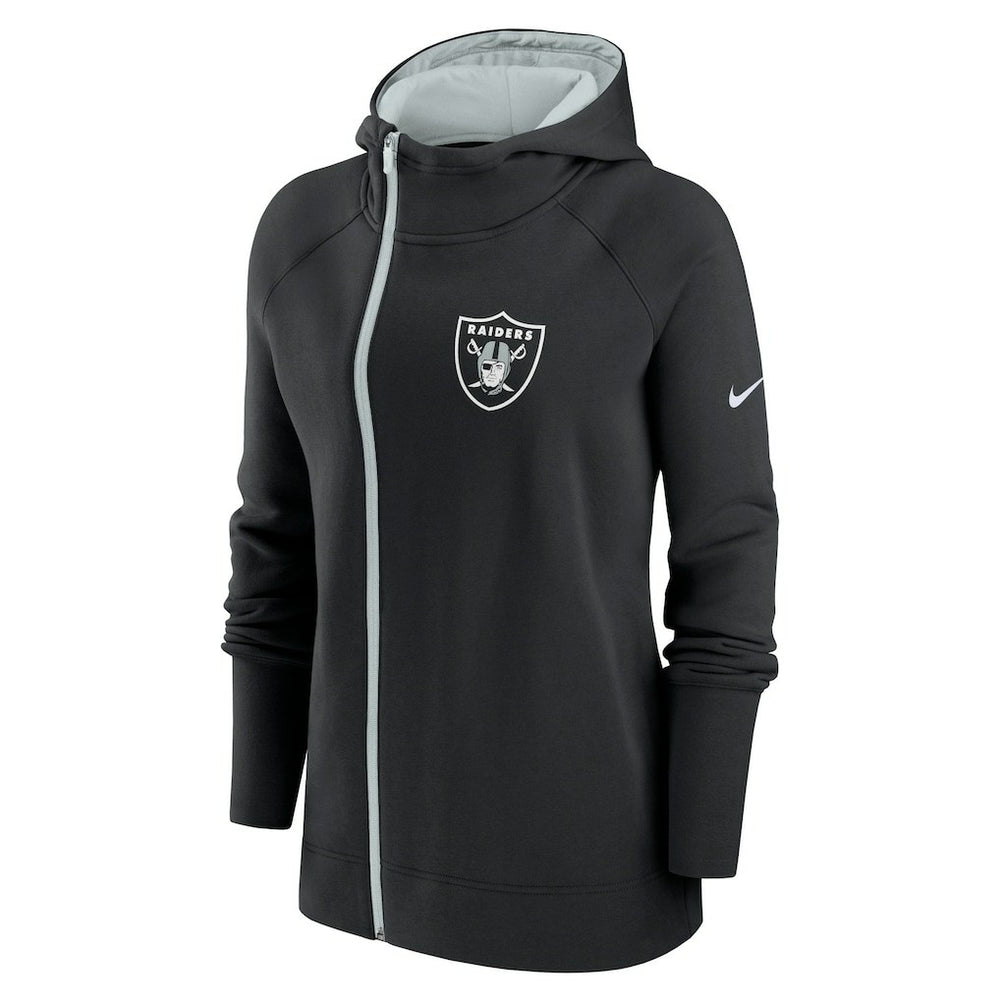 Las Vegas Raiders Women's Asymmetrical Raglan Full-Zip Hoodie - Black | Nike online
