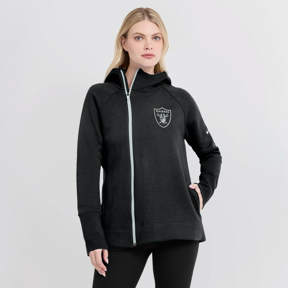Las Vegas Raiders Women's Asymmetrical Raglan Full-Zip Hoodie - Black | Nike online