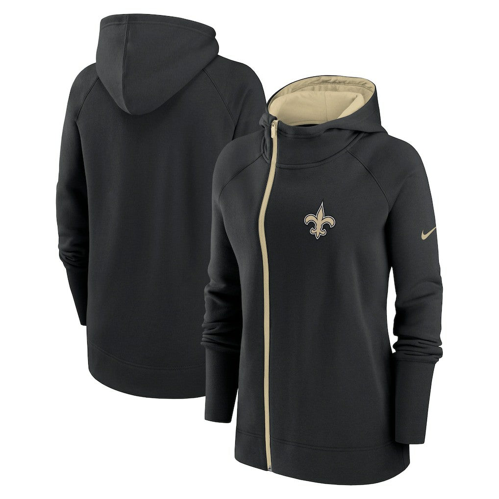 New Orleans Saints Women's Asymmetrical Raglan Full-Zip Hoodie - Black | Nike cheap