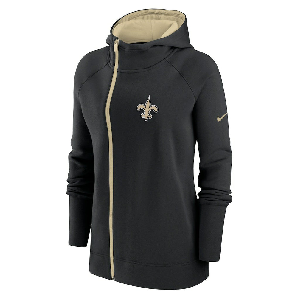 New Orleans Saints Women's Asymmetrical Raglan Full-Zip Hoodie - Black | Nike cheap