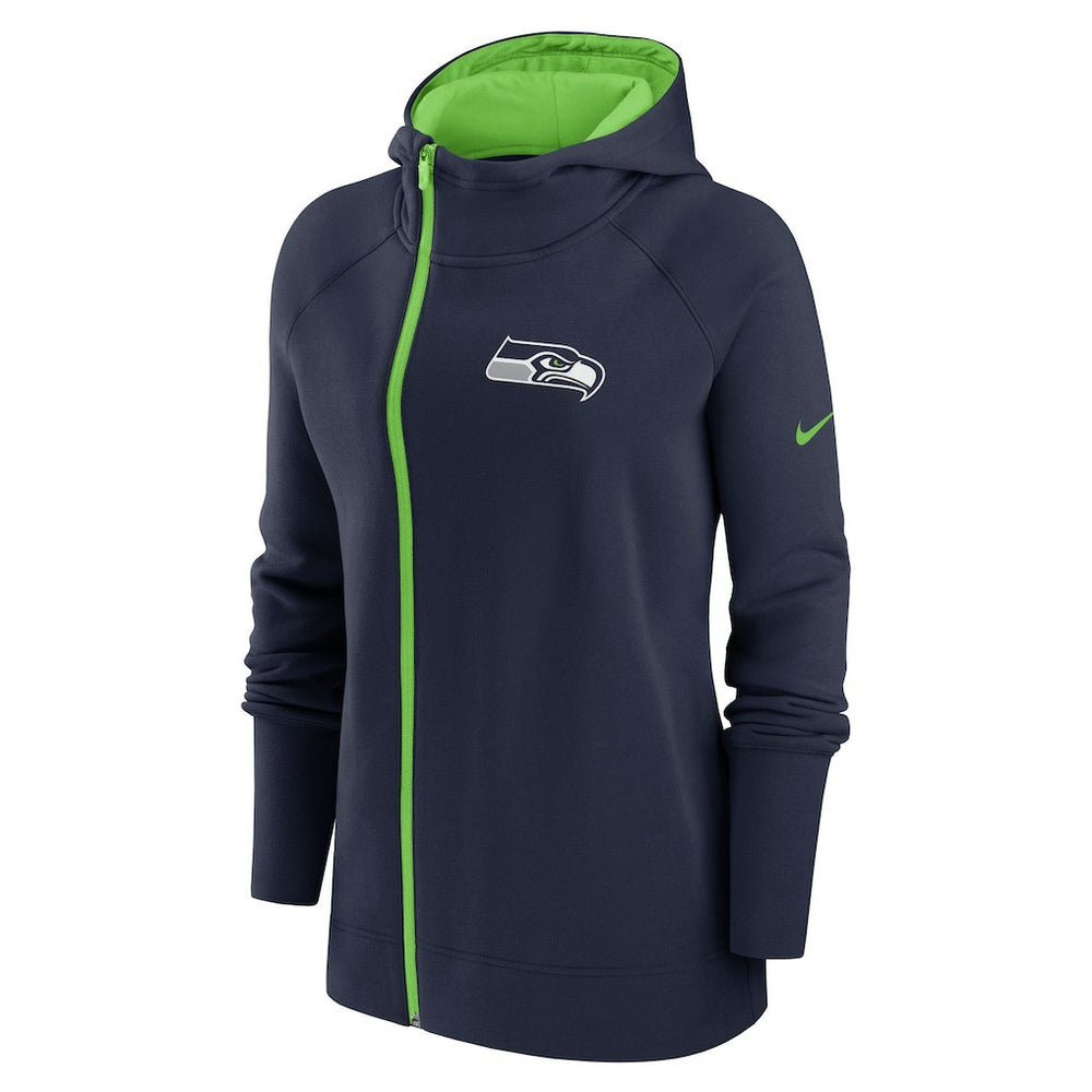 Seattle Seahawks Women's Asymmetrical Raglan Full-Zip Hoodie - College Navy | Nike cheap