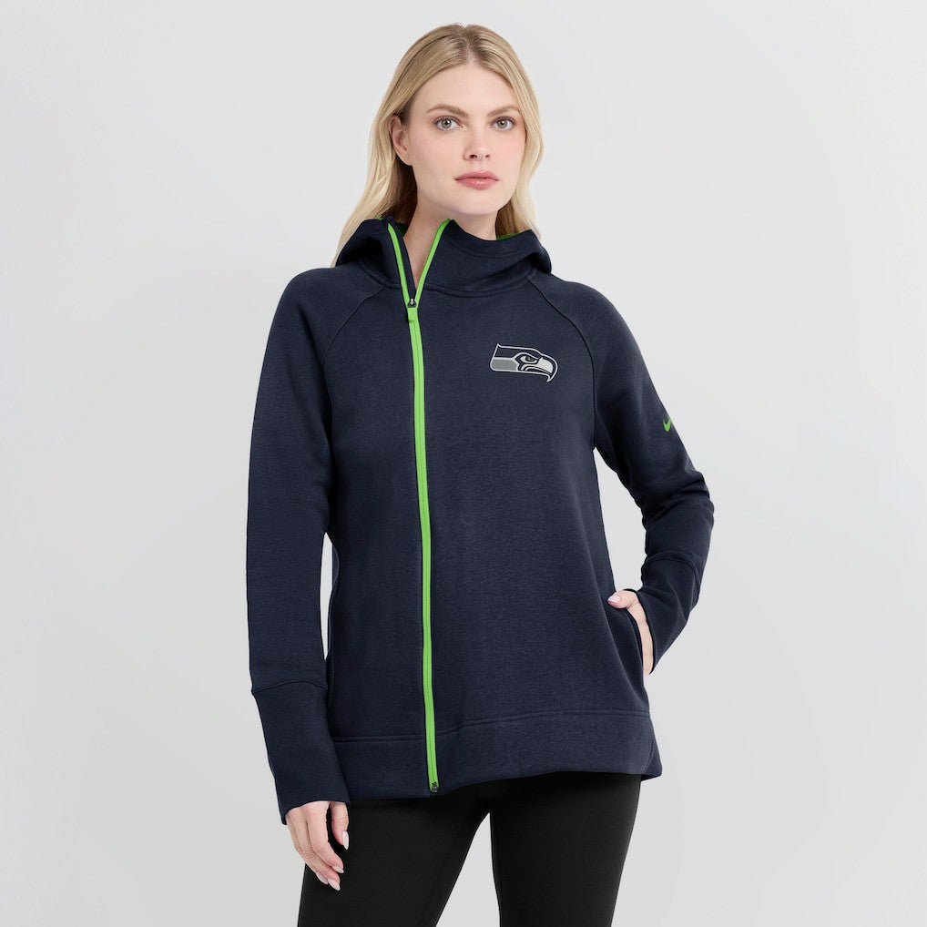 Seattle Seahawks Women's Asymmetrical Raglan Full-Zip Hoodie - College Navy | Nike cheap