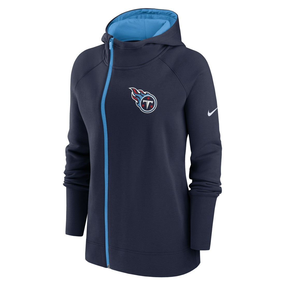 Tennessee Titans Women's Asymmetrical Raglan Full-Zip Hoodie - Navy | Nike outlet