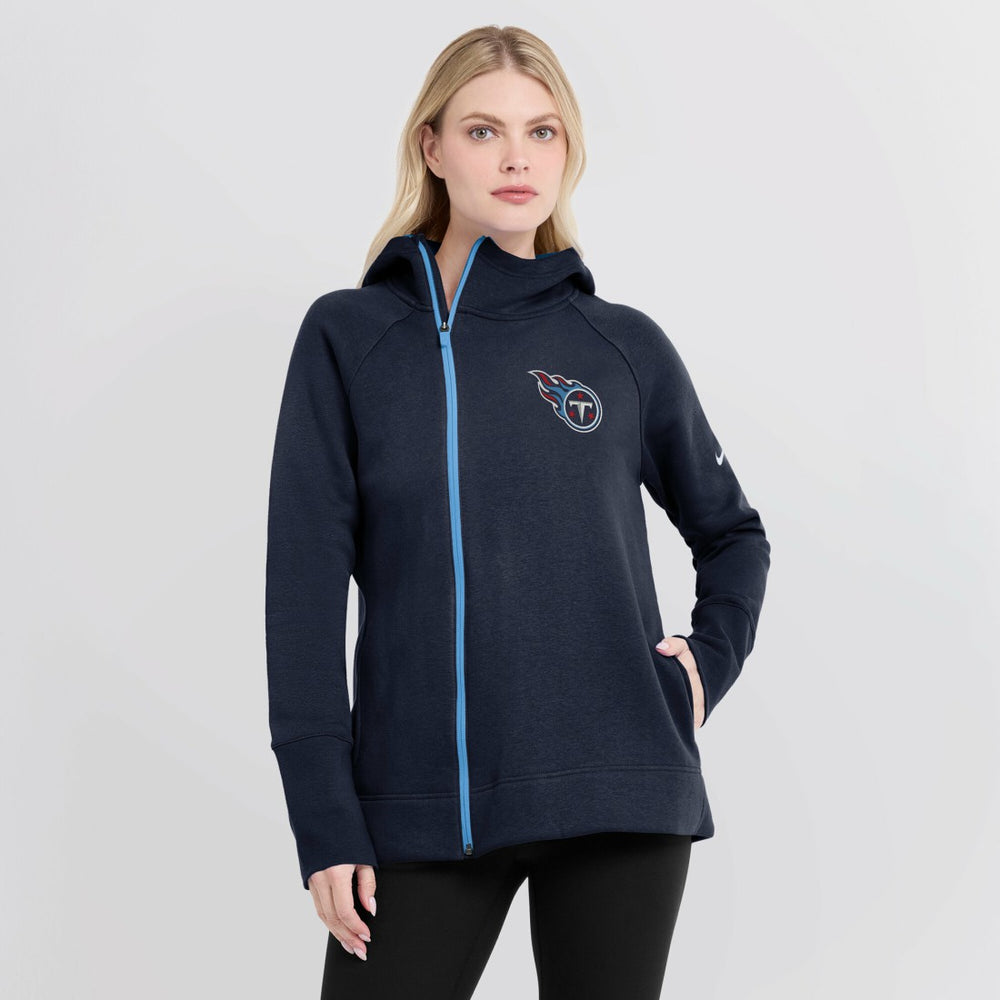 Tennessee Titans Women's Asymmetrical Raglan Full-Zip Hoodie - Navy | Nike outlet