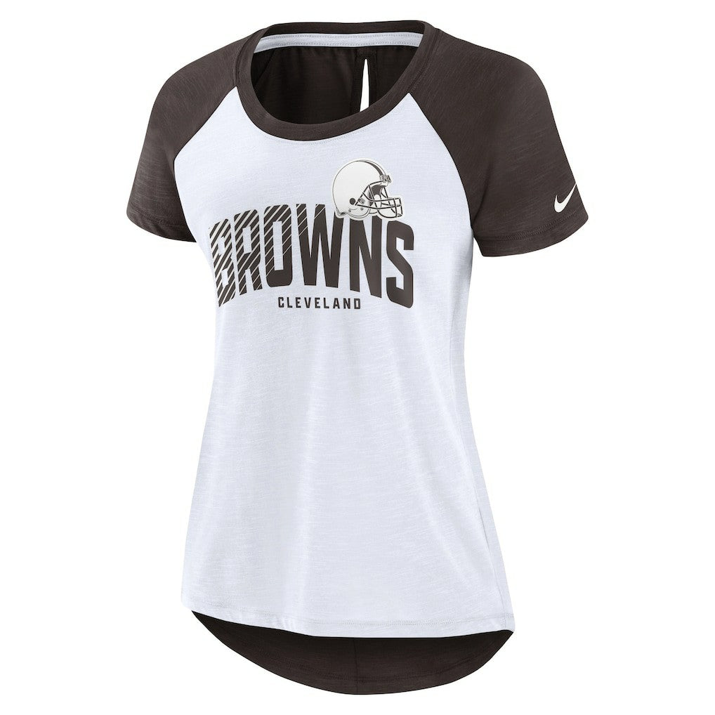 Cleveland Browns Women's Back Slit Lightweight Fashion T-Shirt - White/Heather Scarlet | Nike sale