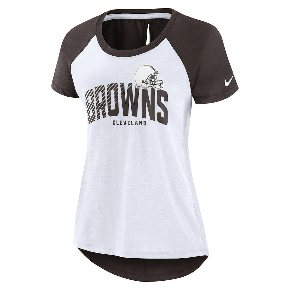 Cleveland Browns Women's Back Slit Lightweight Fashion T-Shirt - White/Heather Scarlet | Nike sale