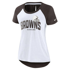 Cleveland Browns Women's Back Slit Lightweight Fashion T-Shirt - White/Heather Scarlet | Nike sale