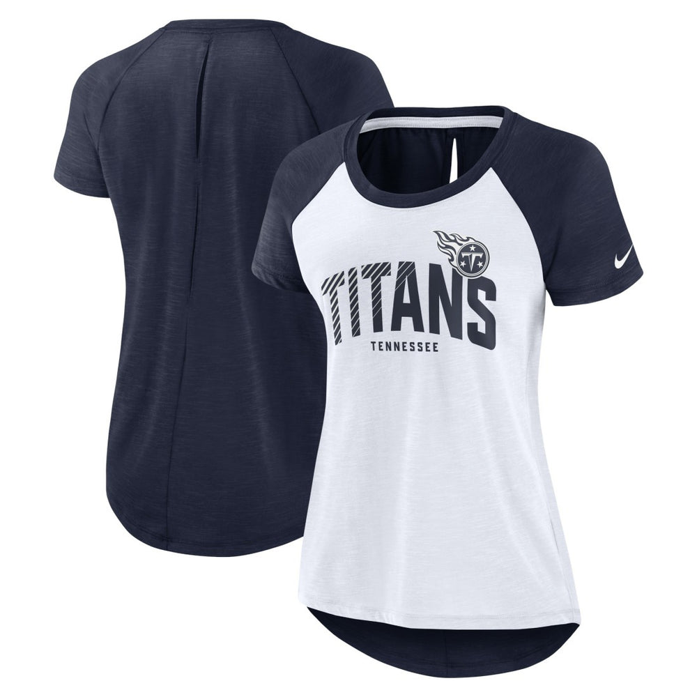 Tennessee Titans Women's Back Slit Lightweight Fashion T-Shirt - White/Heather Scarlet | Nike sale