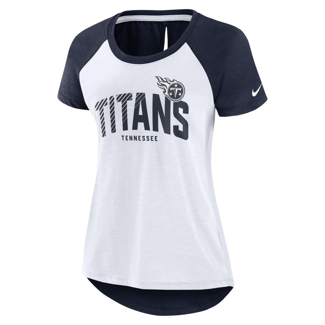 Tennessee Titans Women's Back Slit Lightweight Fashion T-Shirt - White/Heather Scarlet | Nike sale