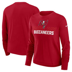 Tampa Bay Buccaneers Women's Modest Crop Performance Long Sleeve T-Shirt - Red | Nike for sale