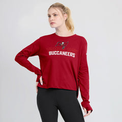 Tampa Bay Buccaneers Women's Modest Crop Performance Long Sleeve T-Shirt - Red | Nike for sale