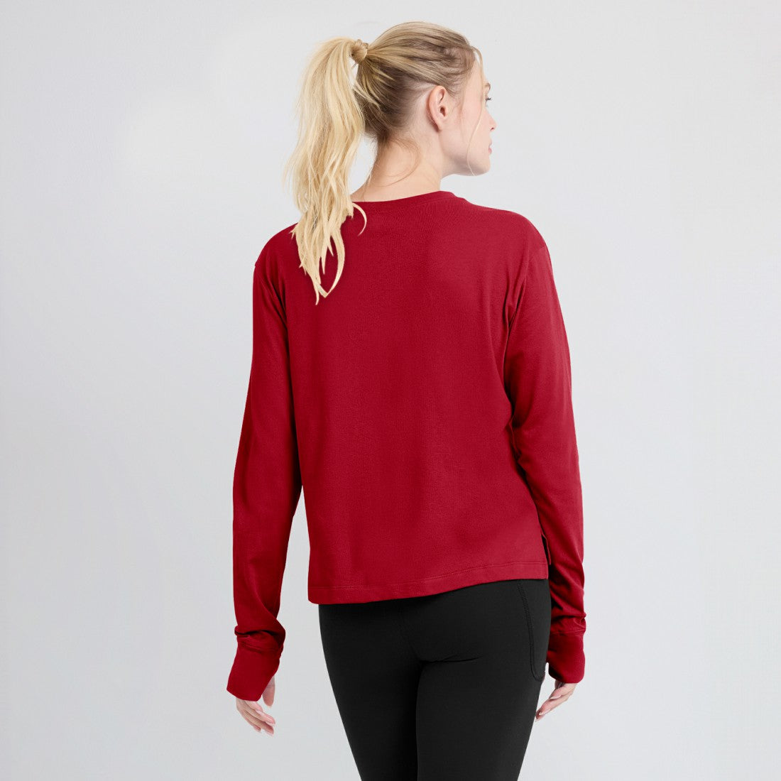 Tampa Bay Buccaneers Women's Modest Crop Performance Long Sleeve T-Shirt - Red | Nike for sale