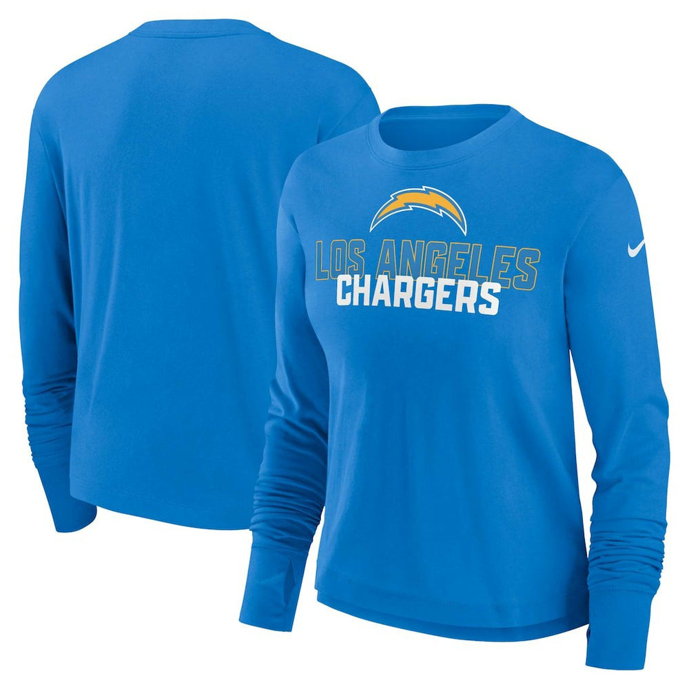 Los Angeles Chargers Women's Modest Crop Performance Long Sleeve T-Shirt - Powder Blue | Nike discount
