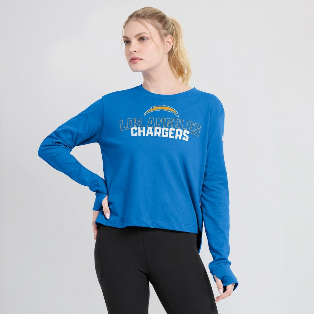 Los Angeles Chargers Women's Modest Crop Performance Long Sleeve T-Shirt - Powder Blue | Nike discount
