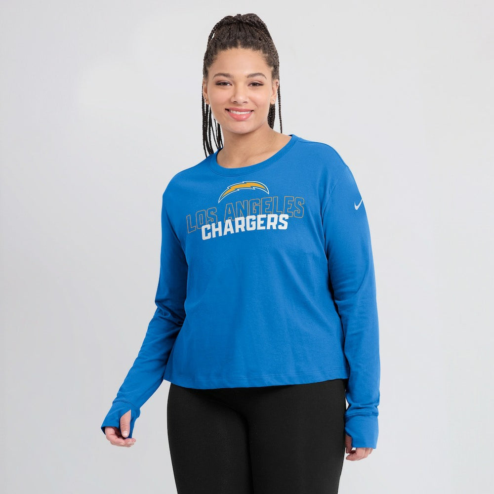 Los Angeles Chargers Women's Modest Crop Performance Long Sleeve T-Shirt - Powder Blue | Nike discount