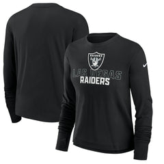 Las Vegas Raiders Women's Modest Crop Performance Long Sleeve T-Shirt - Black | Nike on sale