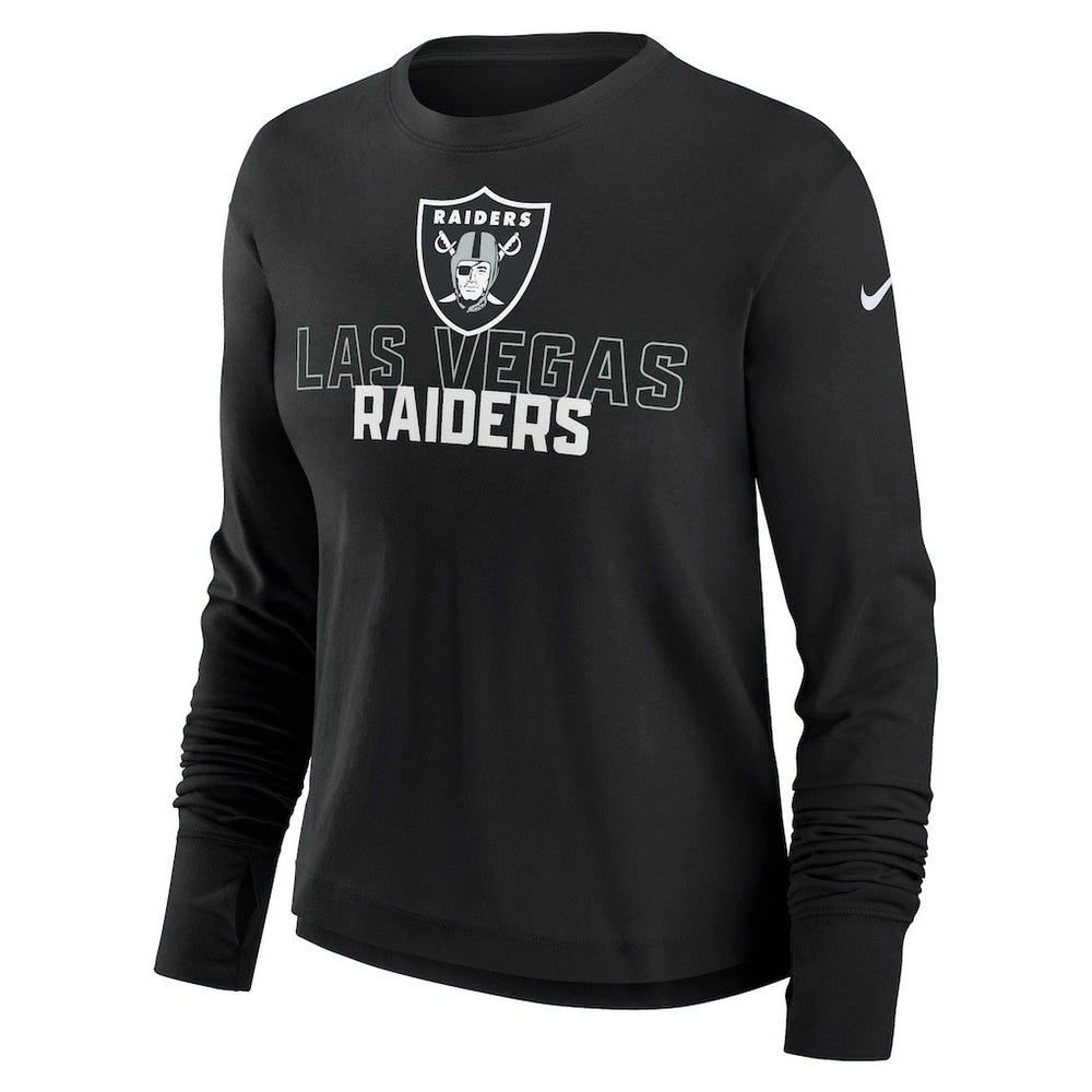Las Vegas Raiders Women's Modest Crop Performance Long Sleeve T-Shirt - Black | Nike on sale