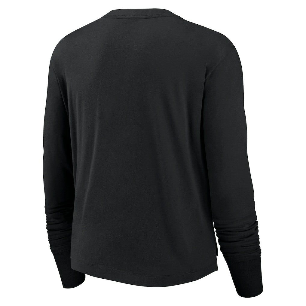 Las Vegas Raiders Women's Modest Crop Performance Long Sleeve T-Shirt - Black | Nike on sale