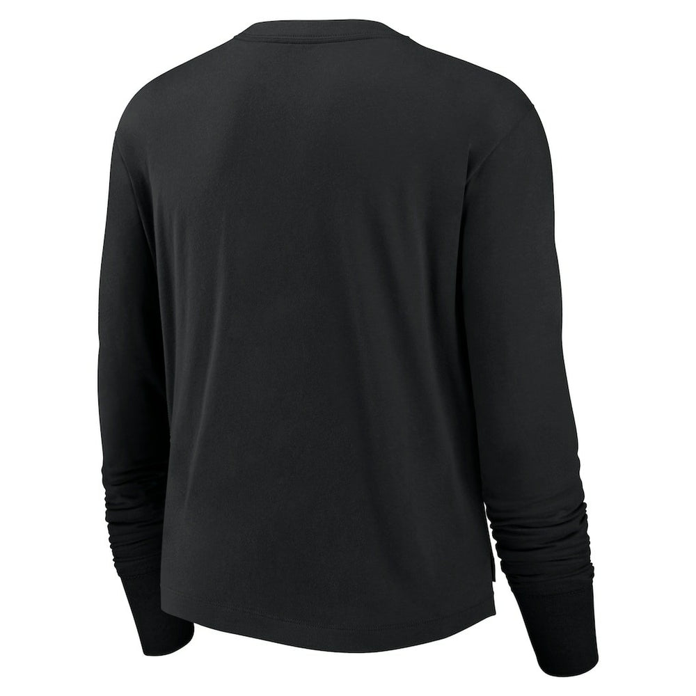 Las Vegas Raiders Women's Modest Crop Performance Long Sleeve T-Shirt - Black | Nike on sale